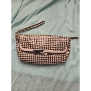 Vintage 1990s Latico NJ Leather Houndstooth Wristlet Clutch